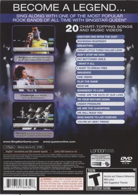 SingStar Queen box cover back